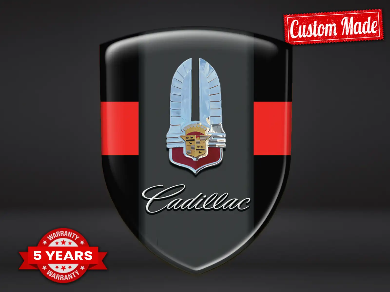 Cadillac Sticker auf 3D Gel Glänzend Drift Domes Labels